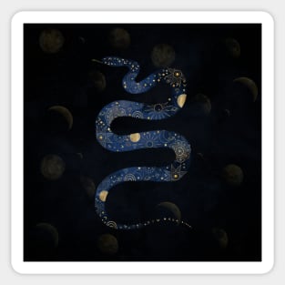 Mystical Gold Blue Serpent Galaxy Design Sticker